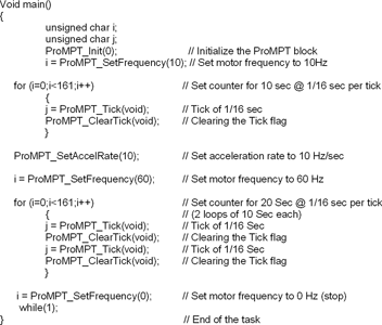 Figure 4. Motor control routine using the ProMPT APIs